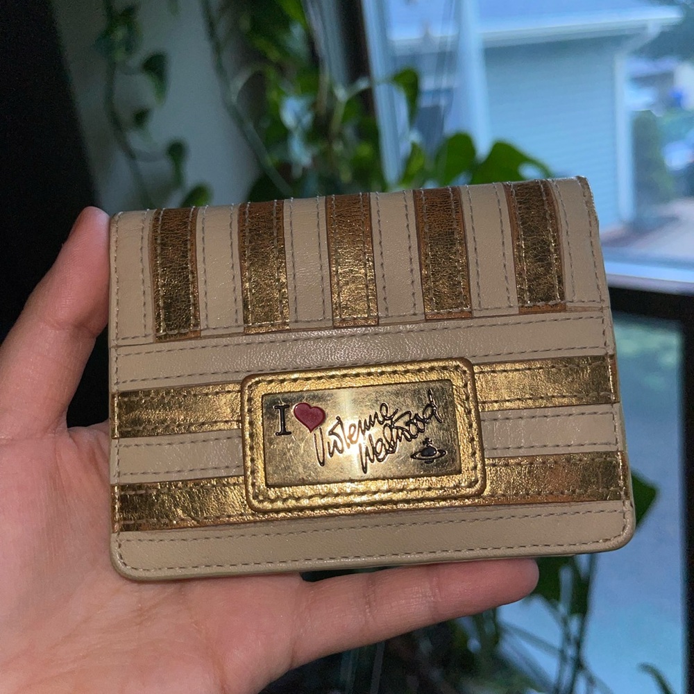 Vintage Vivienne Westwood Gold and Beige Card Wallet